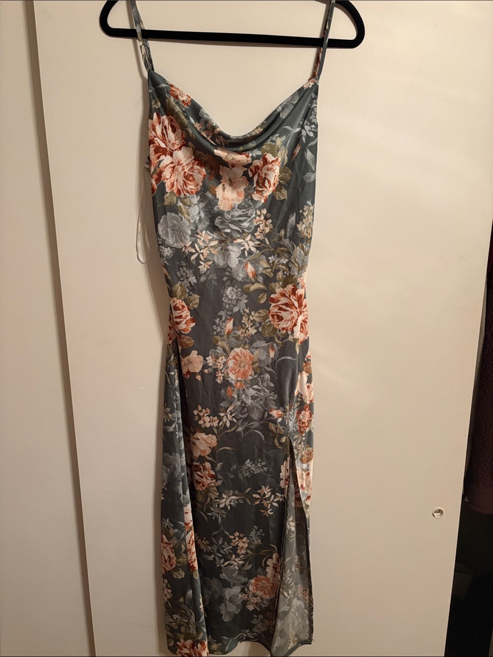 Hello Molly Floral Midi Dress With Slit & Open Adjustable Back Bow